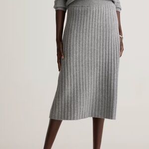 Mongolian Cashmere Midi Skirt in Grey